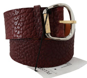 GF Ferre Bordeaux Wide Leather Waist Gold Silver Belt