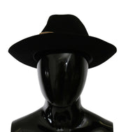 Dolce & Gabbana Black Lapin Amor Gignit Wide Brim Panama Hat