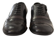 Dolce & Gabbana Brown Lizard Skin Leather Oxford Dress Shoes