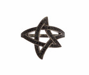 Nialaya Black CZ Rhodium 925 Silver Womens Ring