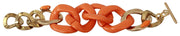 Ermanno Scervino Gold Orange Chain Wide Brass Plastic Bracelet