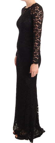 Dolce & Gabbana Black Cotton Lace Mermaid Long Sleeves Dress