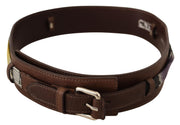 Costume National Brown Leather Silver Buckle Belt