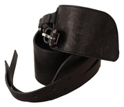 Costume National Dark Brown Leather Double Buckle Belt