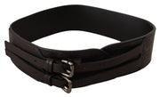 Costume National Dark Brown Leather Double Buckle Belt