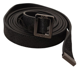 Costume National Black Leather Metal Buckle Waist Belt