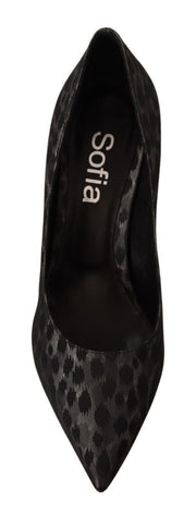 Sofia Black Leopard Leather Stiletto High Heels Pumps Shoes