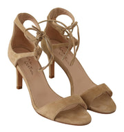 Maria Christina Beige Suede Leather Ankle Strap Pumps Shoes