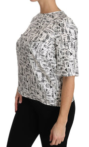 Dolce & Gabbana White Musical Instruments Print Blouse