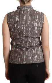 Comeforbreakfast Brown Black Vest Leather Sleeveless Top Blouse