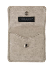 Dolce & Gabbana White Dauphine Leather Holder Pocket Wallet Condom Case