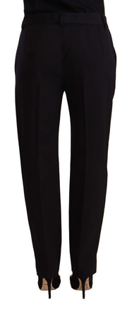 Dolce & Gabbana Black Mid Waist Skinny Trouser Wool Pants