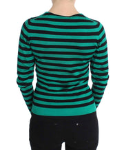 Dolce & Gabbana Green Black Silk Cashmere Sweater