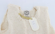 PINK MEMORIES Beige Cotton Blend Knitted Sleeveless Sweater
