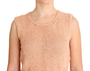 PINK MEMORIES Pink Cotton Blend Knitted Sleeveless Sweater