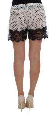 Dolce & Gabbana White Black Floral Lace Silk Sleepwear Shorts