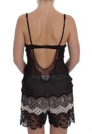 Dolce & Gabbana Black Silk Lace Babydoll Lingerie Top