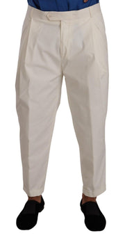 Dolce & Gabbana White Cotton Tapered Men Trouser Dress Pants