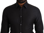 Dolce & Gabbana Black GOLD Cotton Slim Dress Formal Shirt