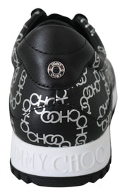 Jimmy Choo Black and Silver Leather Monza Sneakers