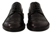 Dolce & Gabbana Purple Leather Oxford Wingtip Formal Shoes