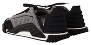 Dolce & Gabbana Black Gray Fabric Lace Up NS1 Sneakers Shoes