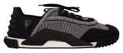 Dolce & Gabbana Black Gray Fabric Lace Up NS1 Sneakers Shoes