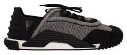 Dolce & Gabbana Black Gray Fabric Lace Up NS1 Sneakers Shoes