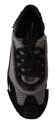 Dolce & Gabbana Black Gray Fabric Lace Up NS1 Sneakers Shoes
