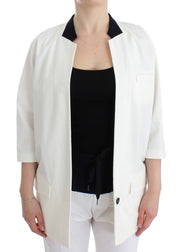 Andrea Pompilio White Cotton Blend Oversized Blazer Jacket