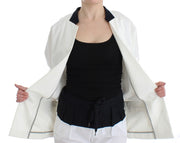 Andrea Pompilio White Cotton Blend Oversized Blazer Jacket
