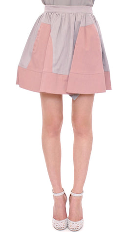 Comeforbreakfast Pink Gray Mini Short Pleated Skirt