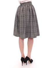 NOEMI ALEMÁN Gray Checkered Wool Shorts Skirt