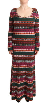 Missoni Multicolor Stripe Wool Knitted Maxi Sheath Dress