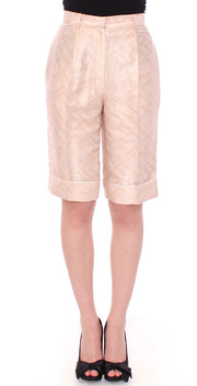 Zeyneptosun Beige Brocade Above Knee Shorts