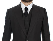 Dolce & Gabbana Gray Slim Fit Linen Blazer Jacket