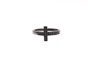 Nialaya Black CZ Cross Rhodium 925 Ring