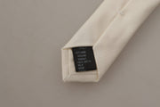 Dolce & Gabbana Off-White 100% Silk Slim Adjustable  Accessory Necktie