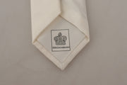 Dolce & Gabbana Off-White 100% Silk Slim Adjustable  Accessory Necktie