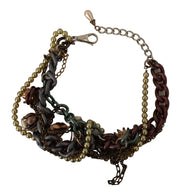 Dolce & Gabbana Gold Brass Sicily Floral Crystal Statement Necklace