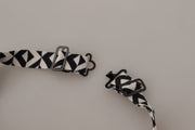 Dolce & Gabbana Black White Geometric 100% Silk Adjustable Accessory Tie
