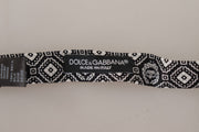 Dolce & Gabbana Black white 100% Silk Adjustable Neck Papillon Tie