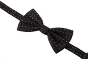 Dolce & Gabbana Black White Polka Dot 100% Silk Neck Papillon Tie