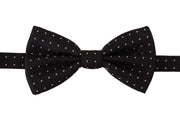 Dolce & Gabbana Black White Polka Dot 100% Silk Neck Papillon Tie
