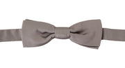 Dolce & Gabbana Silver 100% Silk Slim Adjustable Neck Papillon Tie