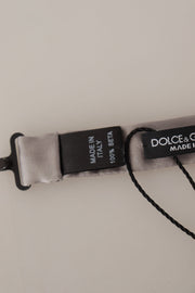 Dolce & Gabbana Silver 100% Silk Slim Adjustable Neck Papillon Tie