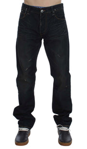 Acht Blue Wash Cotton Denim Straight Fit Jeans