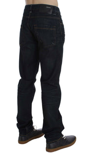 Acht Blue Wash Cotton Denim Straight Fit Jeans