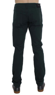 Ermanno Scervino Green Cotton Denim Stretch Straight Fit Jeans