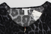Cavalli Gray Leopard Modal T-Shirt Blouse Top